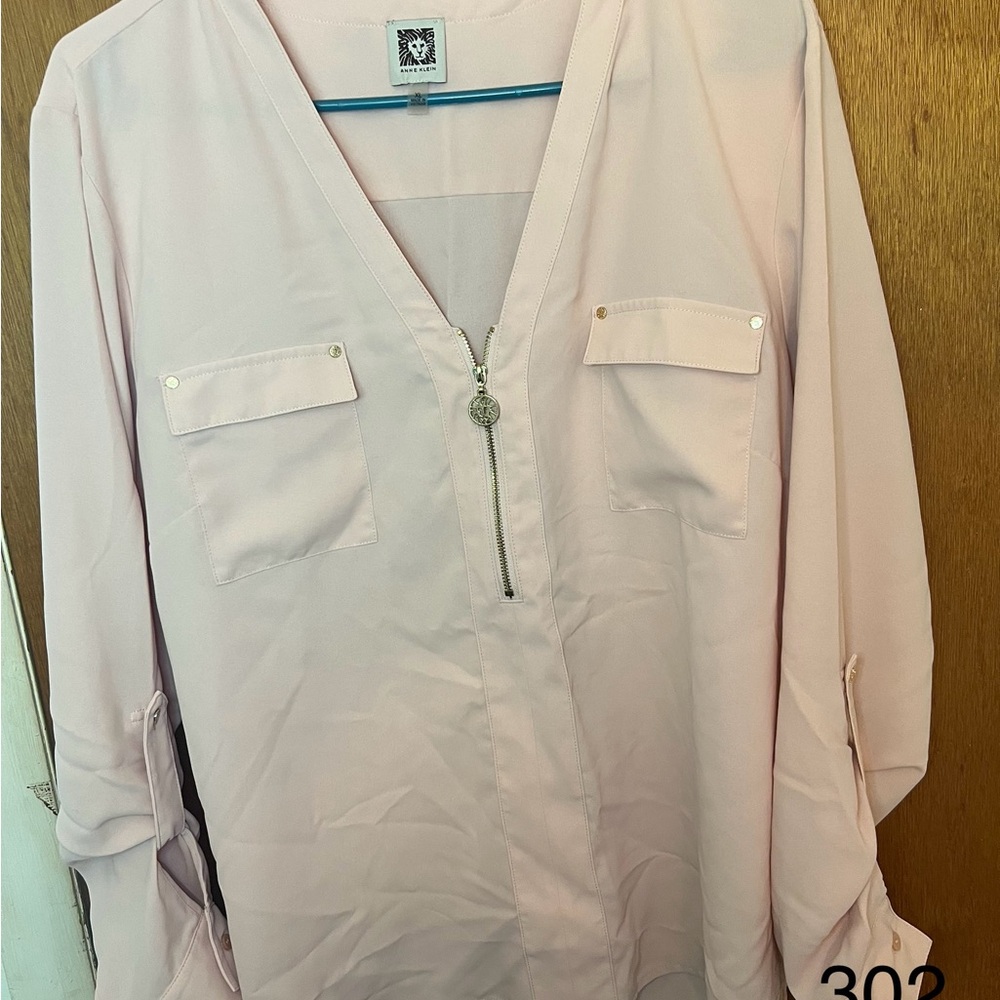 Anne Klein Pink Cuffed Sleeve Blouse